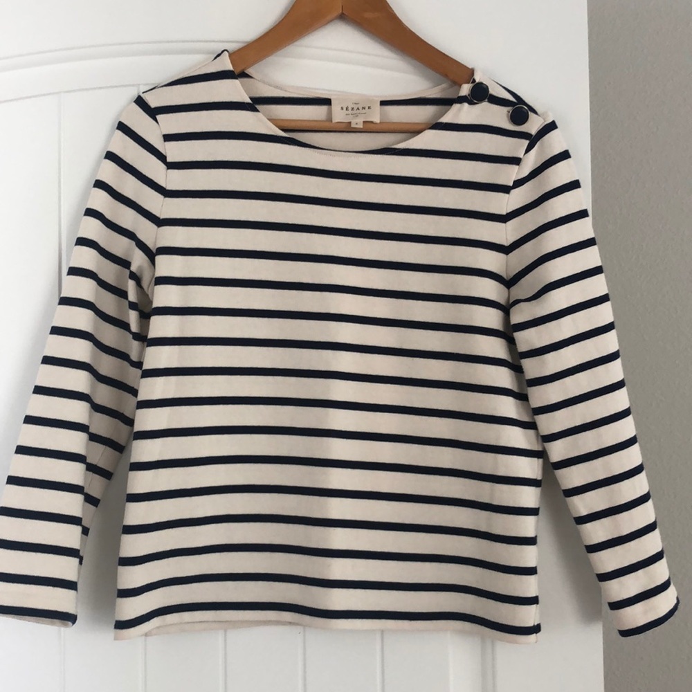Sézane Colette Mariniere in ecru/navy
